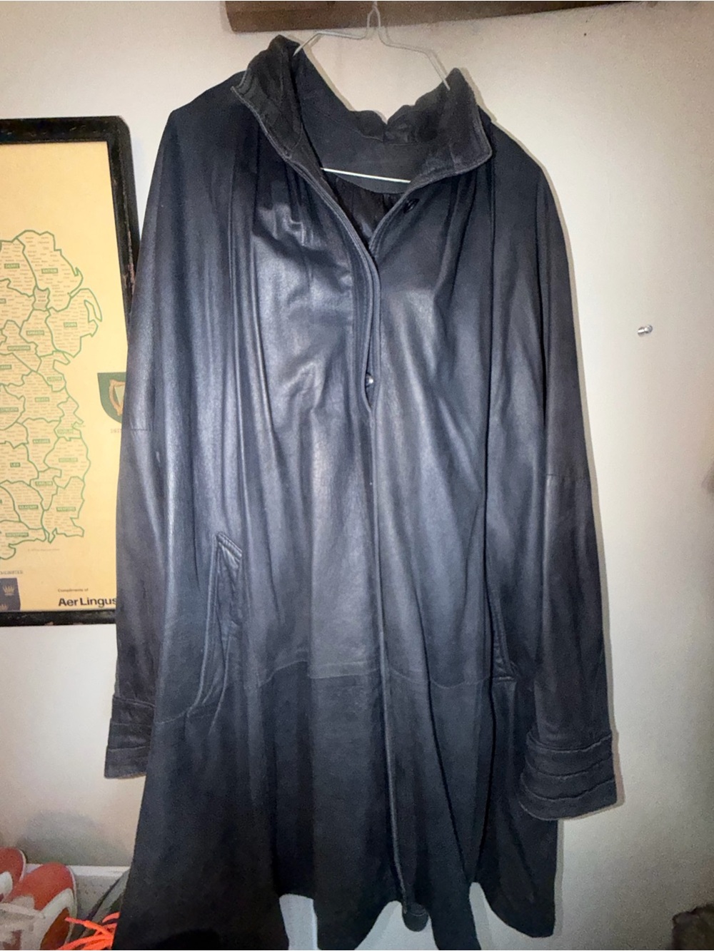Vintage Neiman Marcus Black Leather Trench Coat RARE